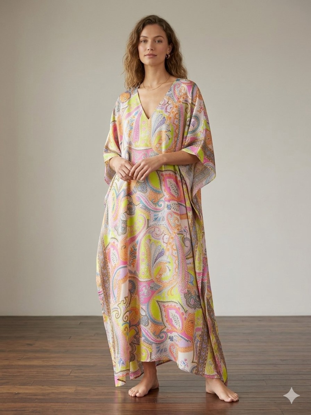 Pastel Multi Paisley V-Neck Maxi Dress Boho